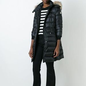 Moncler Hermifur Black Down Fox Fur Parka Coat Hooded Quilted Ski Puffer - 0
